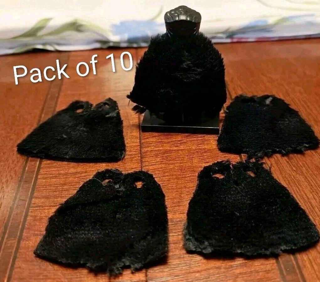 Pack Of 10 Black Fur Soft Capes For Minifigures Lego Compatible