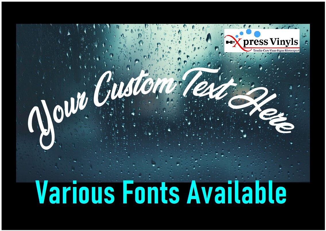 Custom Text truck windscreen decal. FREE POSTAGE. Custom Text CHOOSE A FONT!!!!