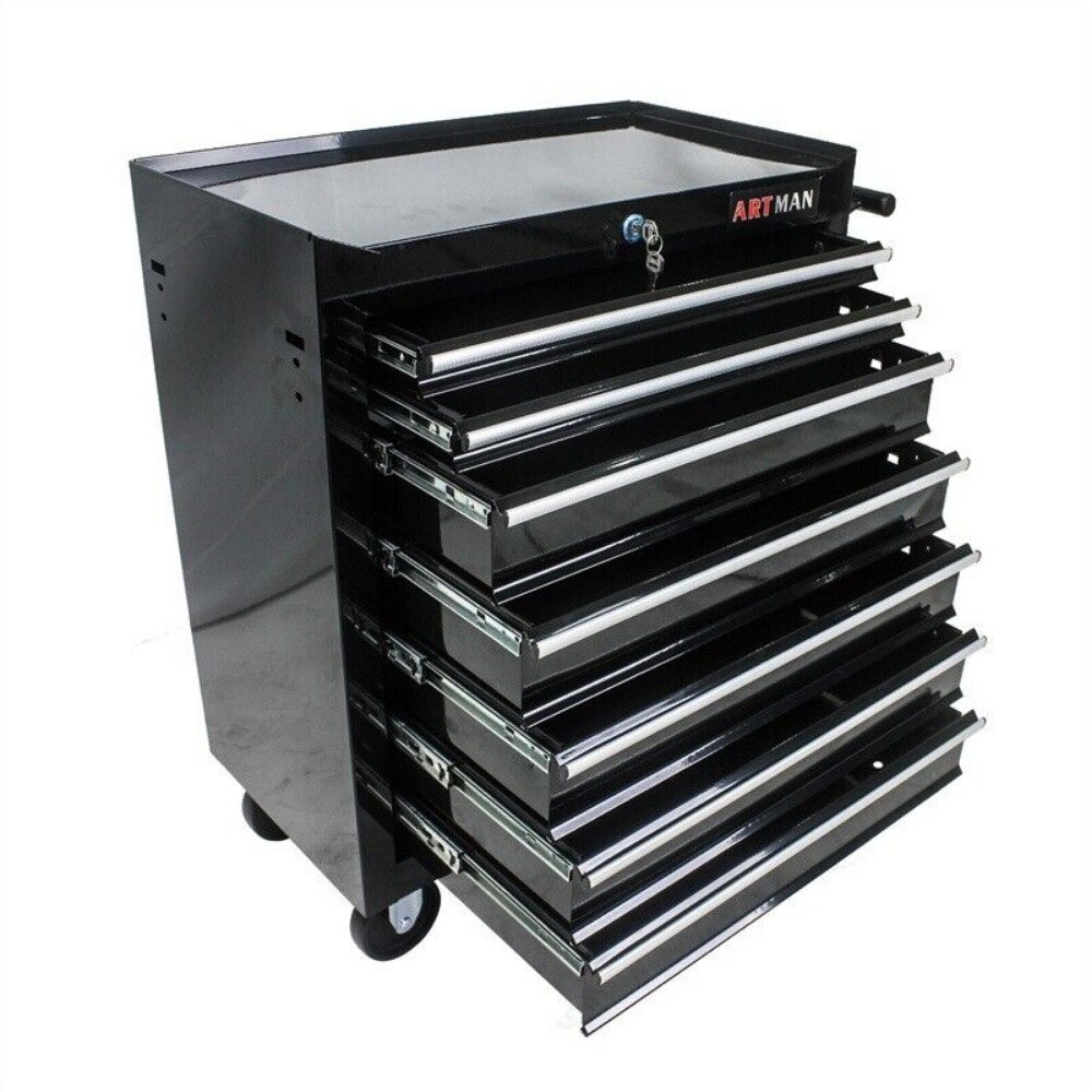 7 Drawers Rolling Tool Box Cart Tool Storage Cabinet Steel Lockable Tool Chest