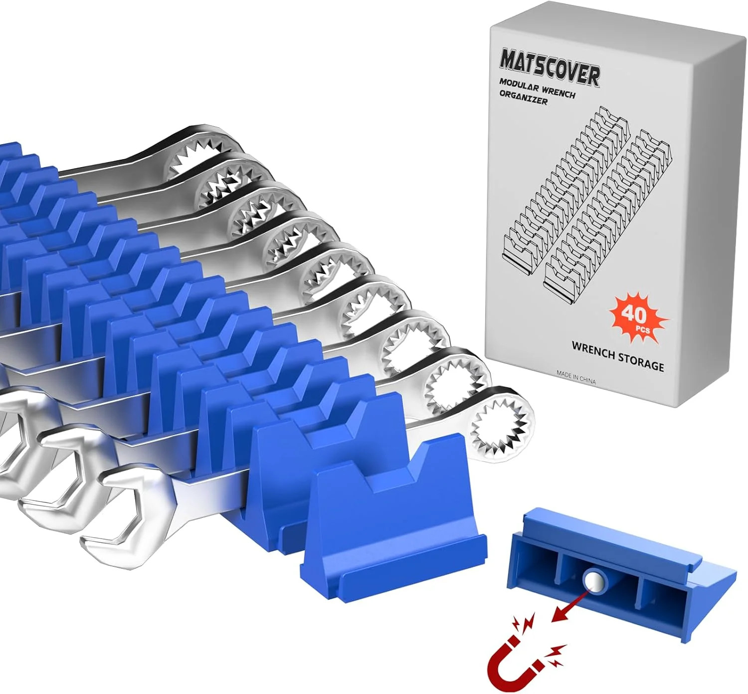 40PCS Magnetic Wrench Organizer Holder - Wrench Tool Organizers for Tool Drawer
