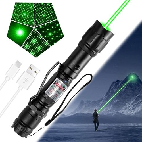Green Laser Pointer 1000 Lumens Rechargeable Star Cap Single Dot Starlight