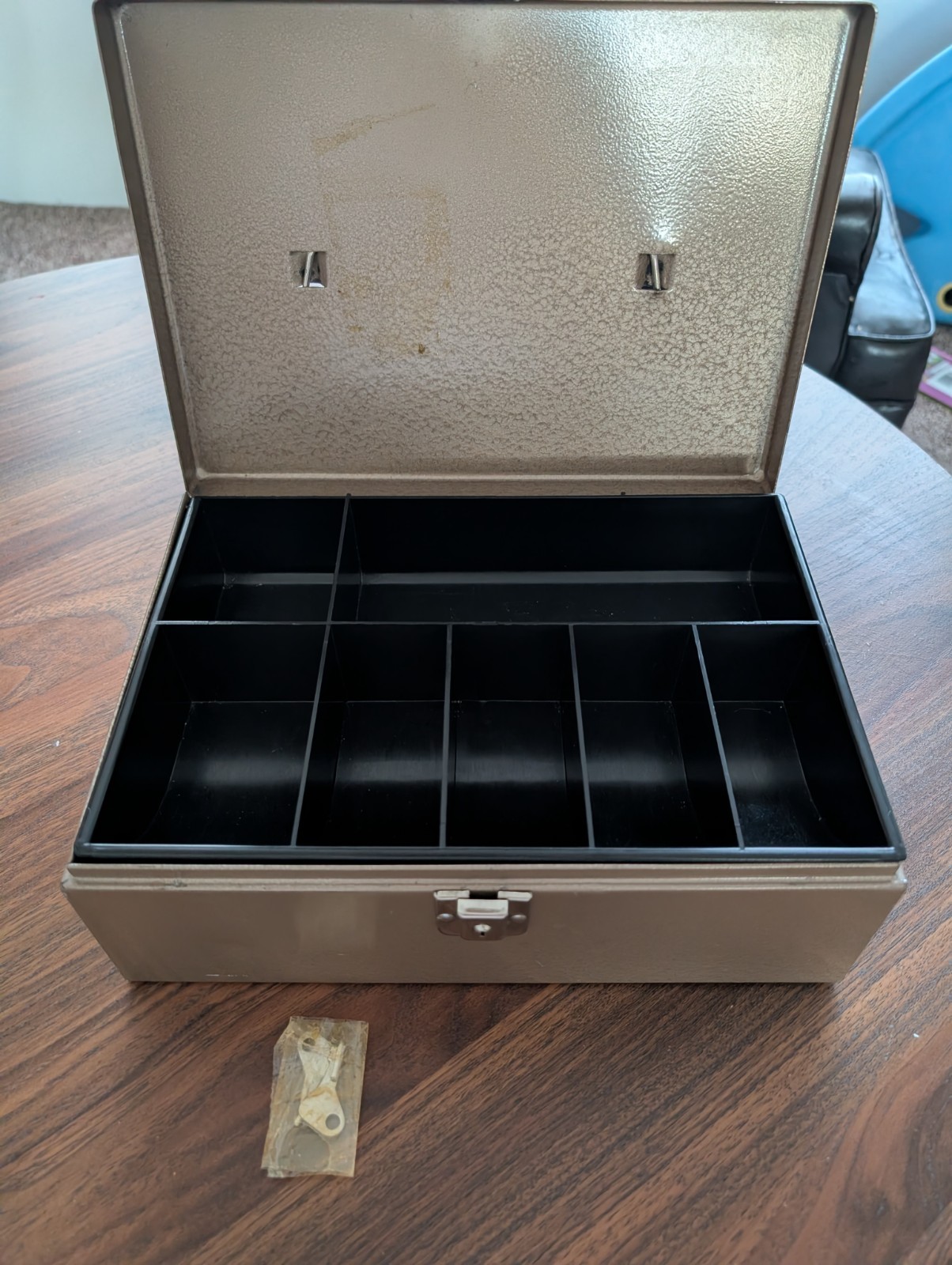 VTG Rockaway Metal Products Corp Cash Metal Lock Box New York W/Key 11”x8x4