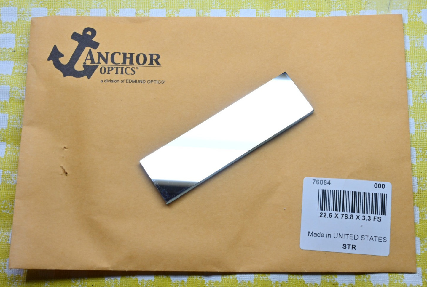 Anchor Optics PN 76-084,  22.5 x 77 x 3.3 mm Aluminized First Surface Mirror