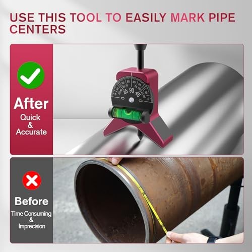 Magnetic Pipe Center Finder Tool, Y-Shape Pipefitter Gauge with Adjustable