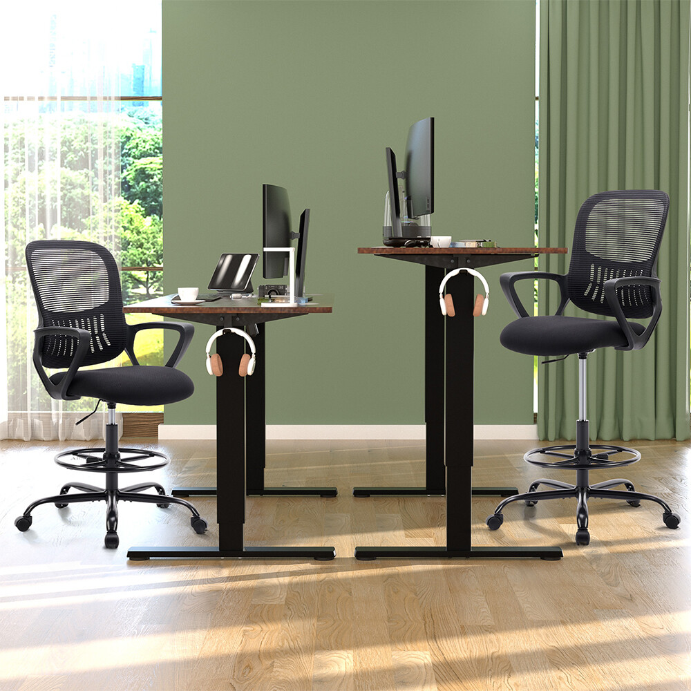 Ergonomic Office Swivel Drafting Chair Adjustable Height Mesh Rolling Desk Chair