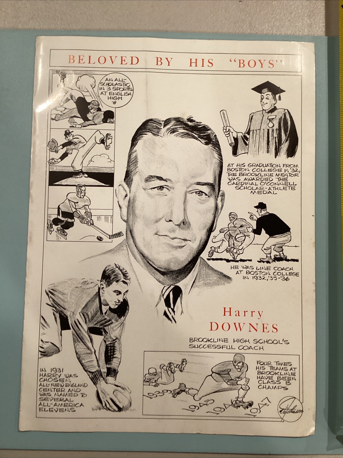 1954 Harry Downes Brookline HS Appreciation Dinner Program Swede Nelson Coll