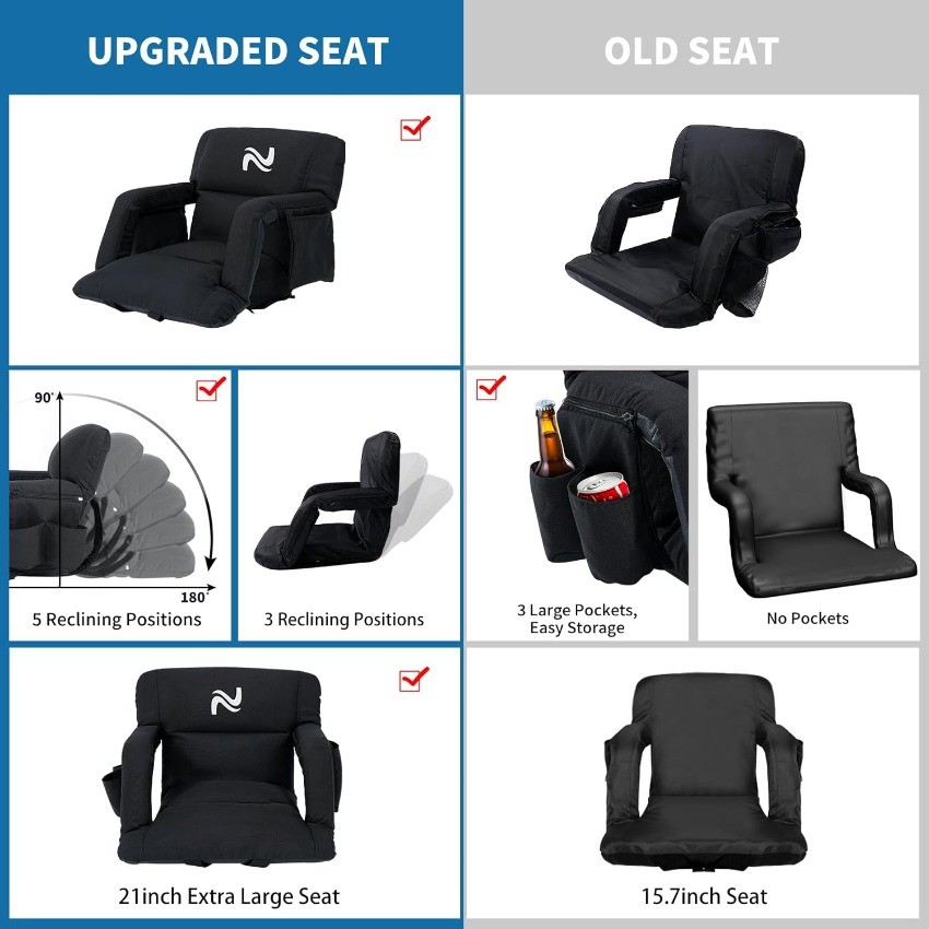 NAIZEA 2 Pack Wide Stadium Seats with Back Support, Bleacher Seats flash sale