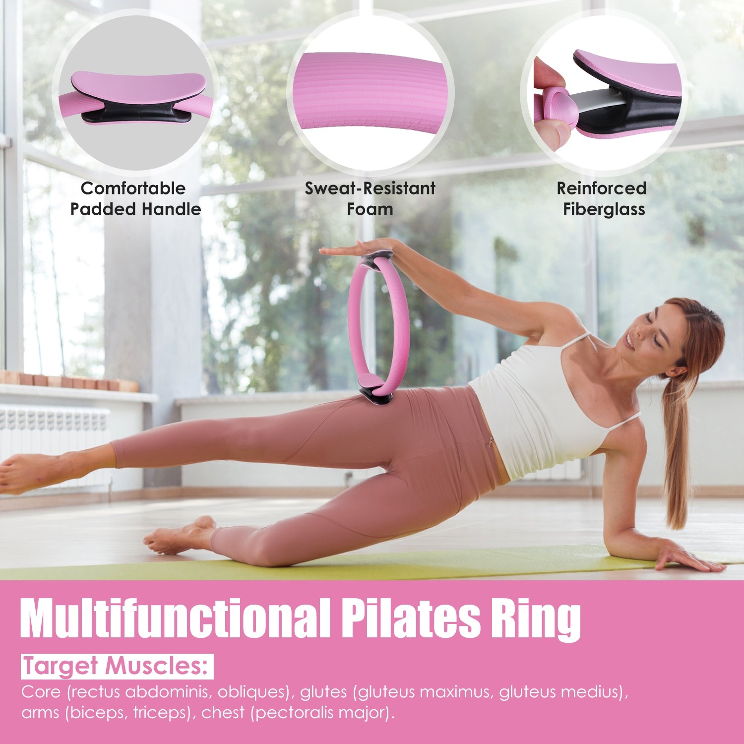 14Pcs Pilates Ring Essentials Kit Yoga Strap For Women & Yoga Ball Arm Stretcher