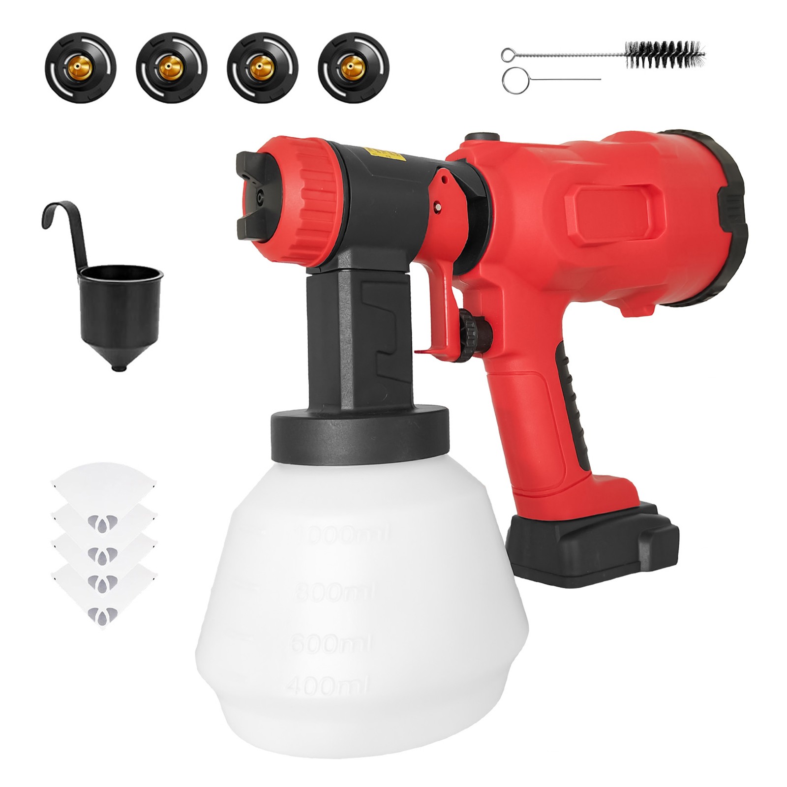 Paint Sprayerwith Adjustable Spray Width Knob 4 Nozzles and 3 Patterns