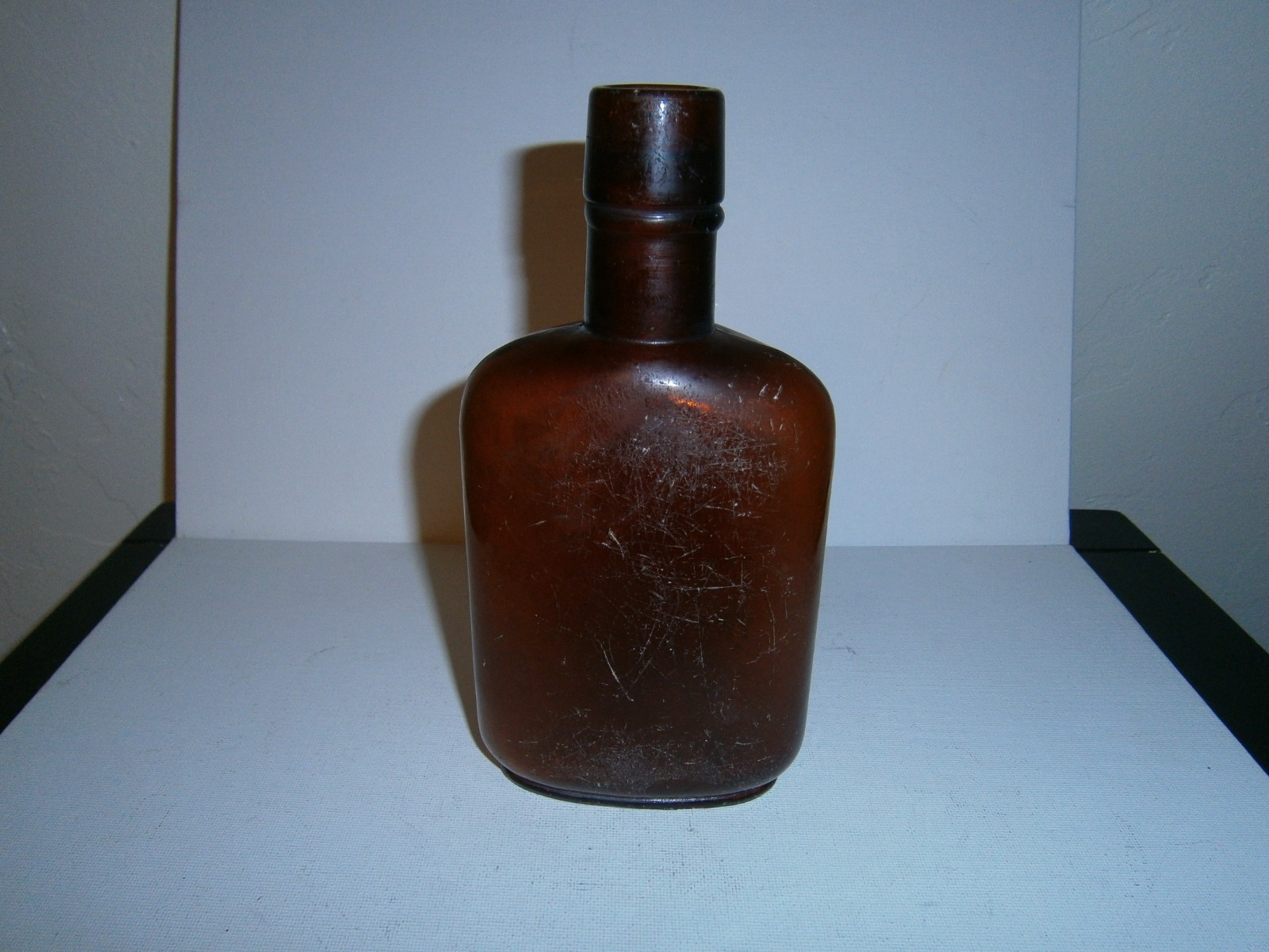 Antique Vintage Orange Amber Whiskey Bottle Flask Style