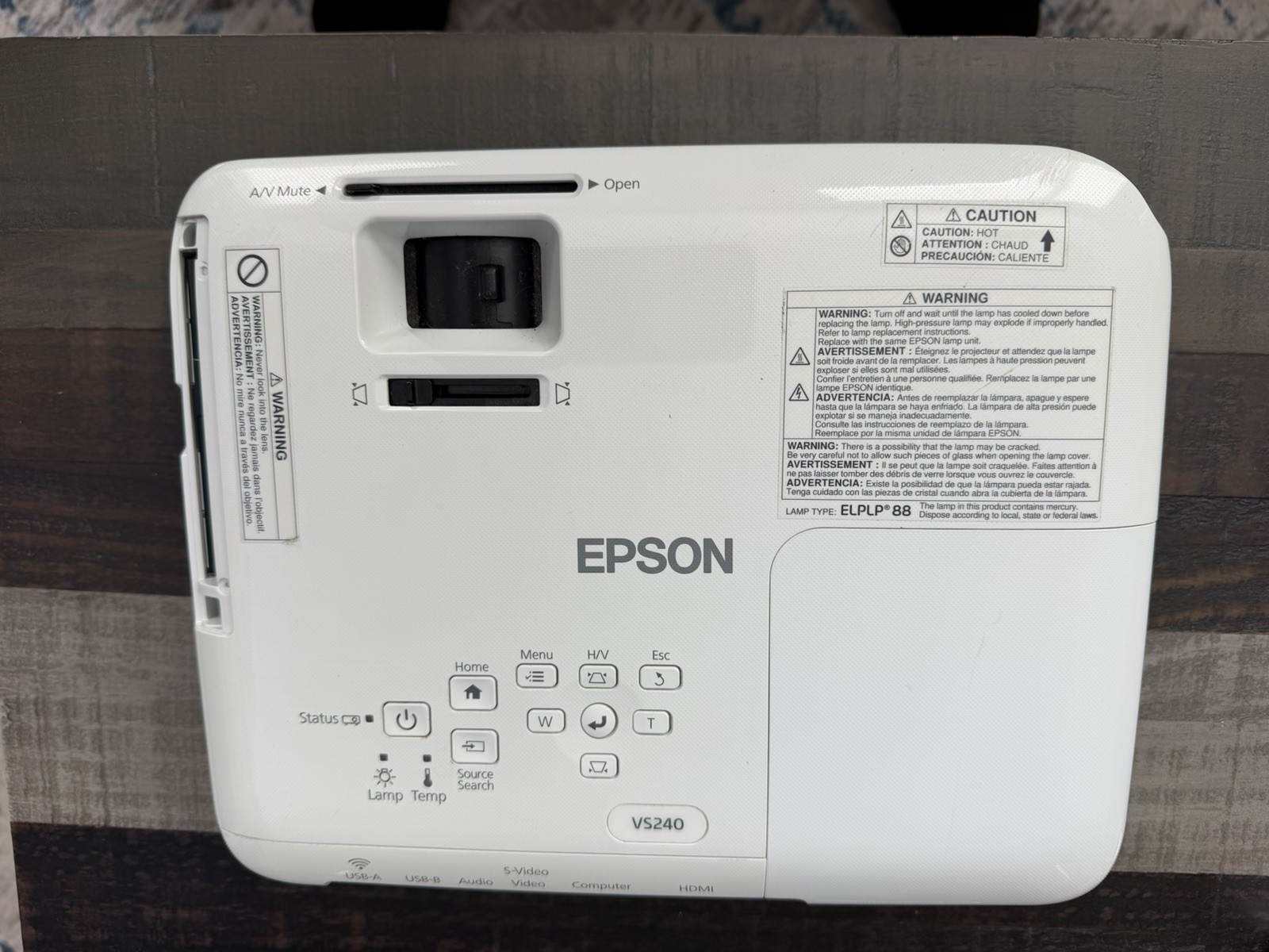 Epson VS240 LCD Projector HD, HDMI w/Power Cable