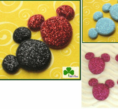 40 pc x 3/4" Padded Shiny Glittered Mouse Appliques for Micky Minnie Cards ST15