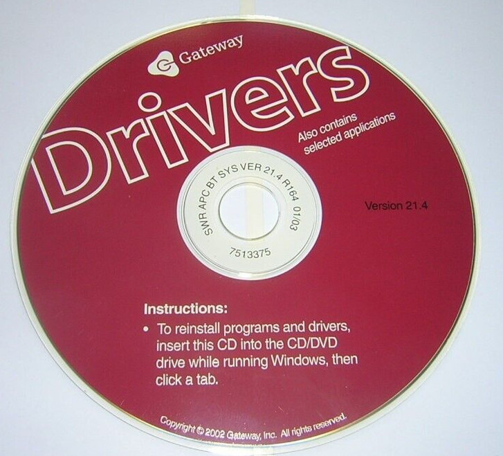 Gateway 2000 Desktop Laptop Drivers Install CD-ROM 21.4 Windows 2000 XP (2002)