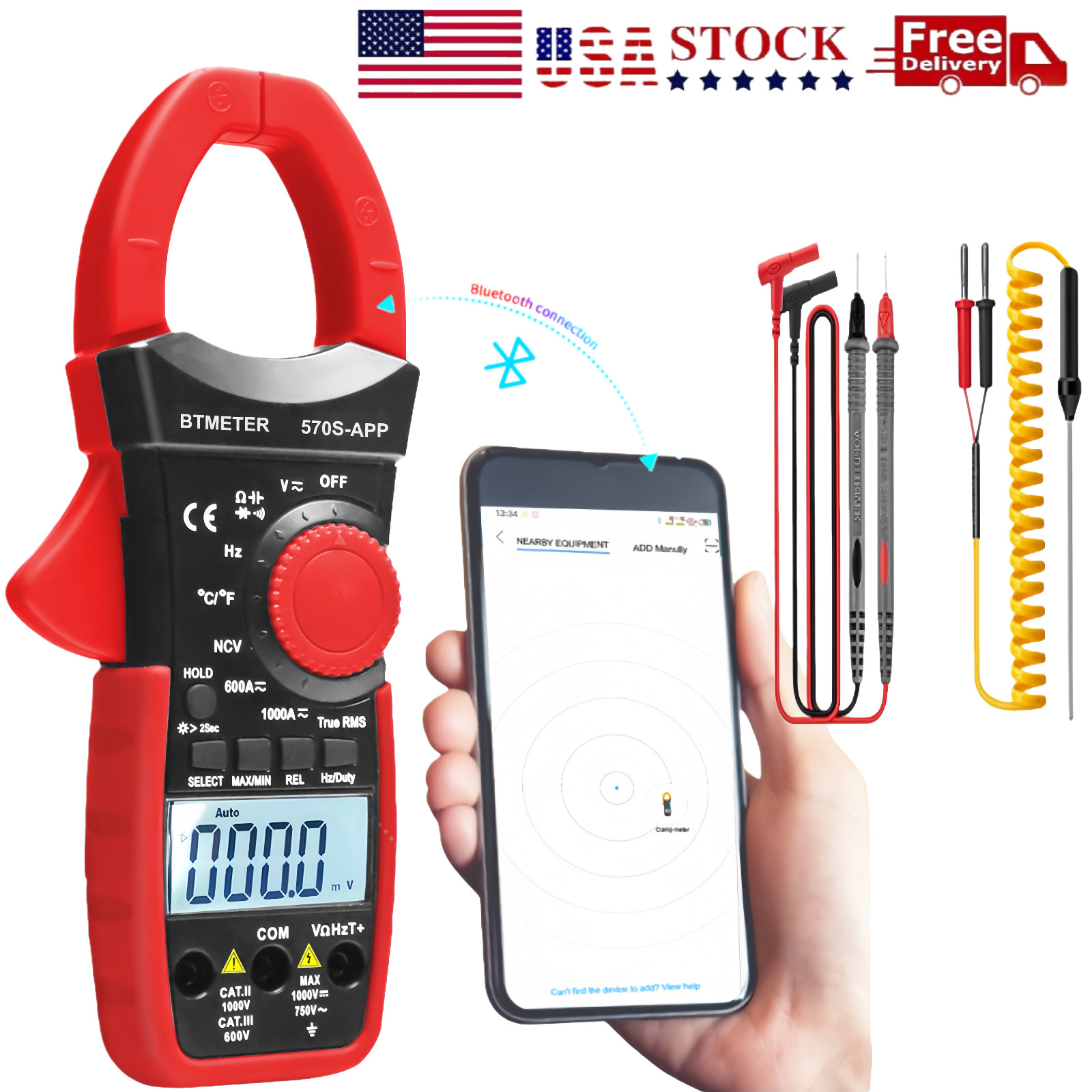 HoldPeak Digital Clamp Meter Multimeter TRMS Auto-Ranging AC/DC Volt Amp Tester