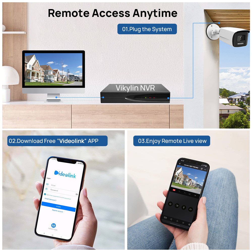 6PCS/SET VIKYLIN 8MP 4K IR Bullet Security Camera Motion Detection Built-in MIC