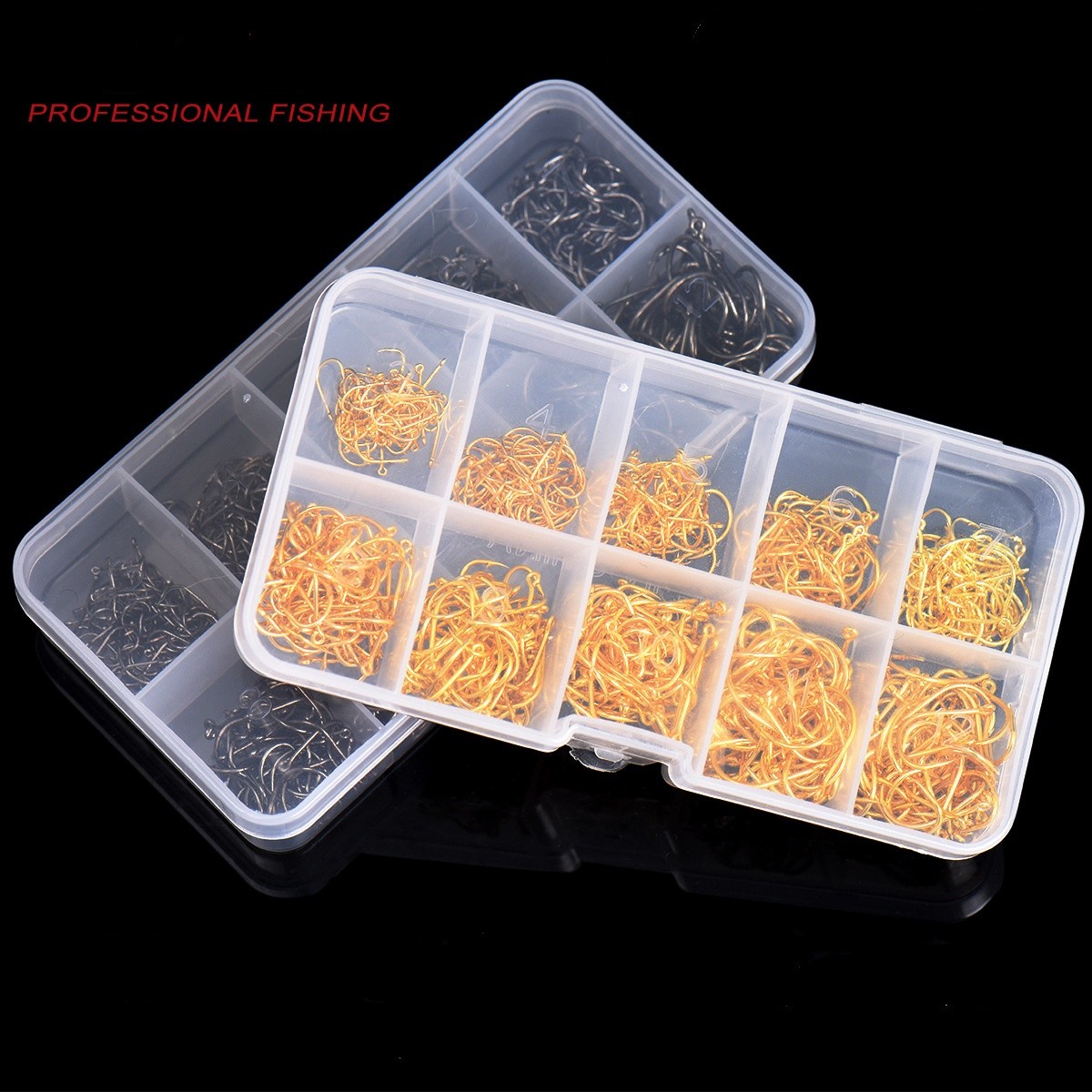 600Pcs/box Gold Fishing Hooks Carp Fishhook #3~#12 Sharp Barbed Fishing Hooks