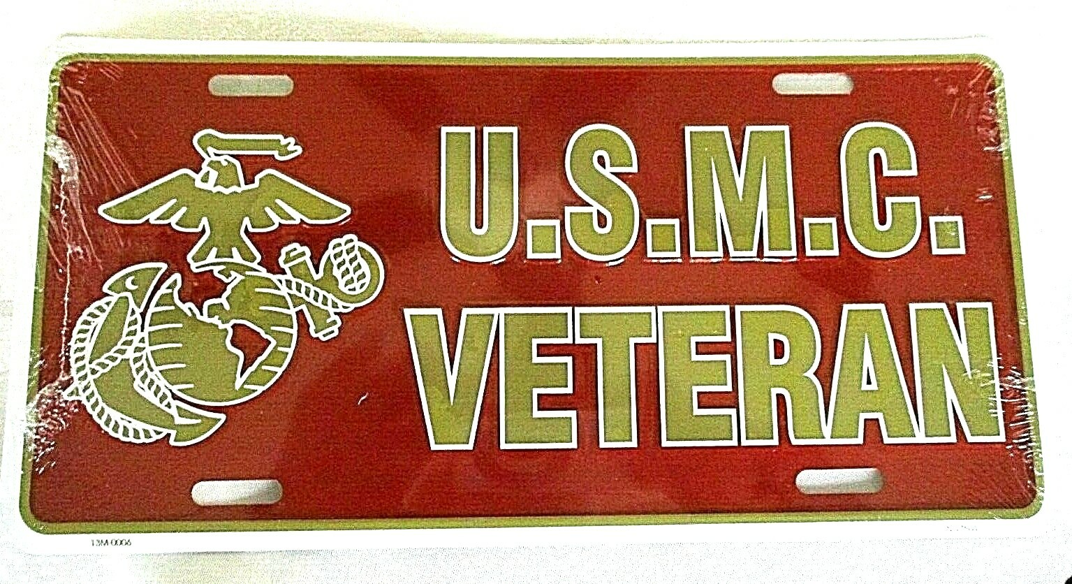 U. S. MARINES  VETERAN EMBOSSED METAL LICENSE PLATE #01 - NEW