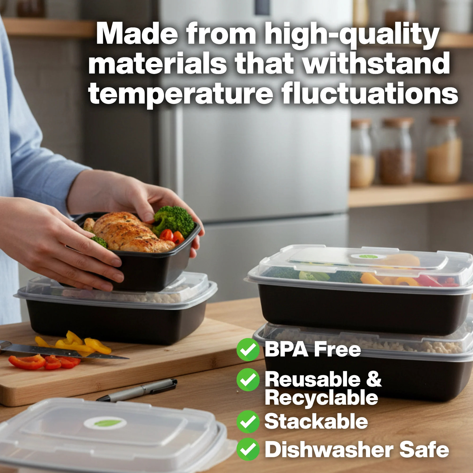 24oz Rectangular Microwaveable Container with Lid, 150 Sets (50/6)