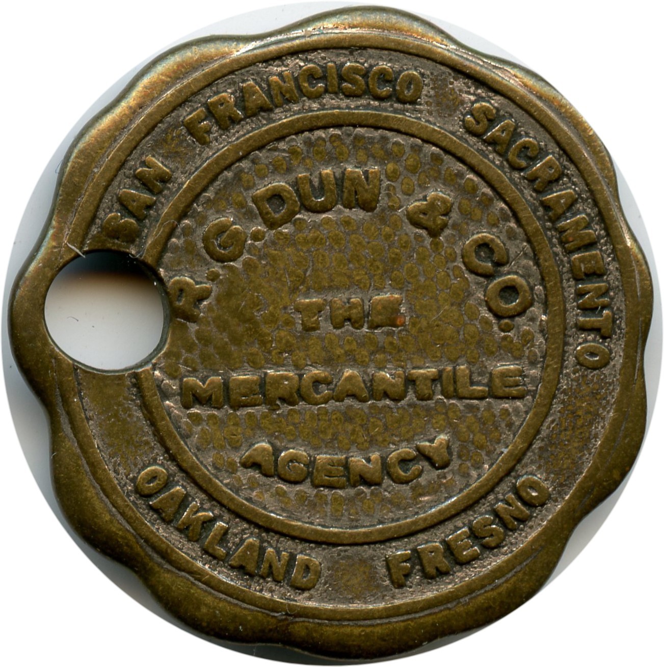 Fresno Oakland Sacramento San Francisco California R. G. Dun & Co. Key Fob Tag