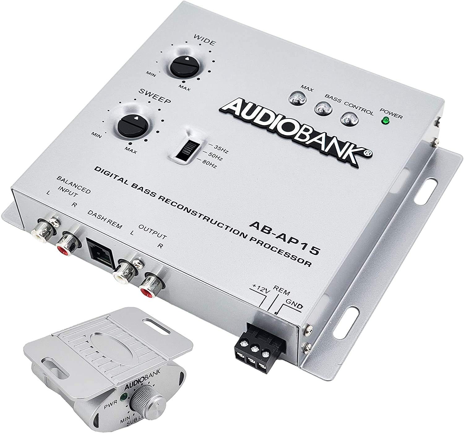 Audiobank 1/2 Din Car Audio Digital Bass Processor, Sound Restoration & black
