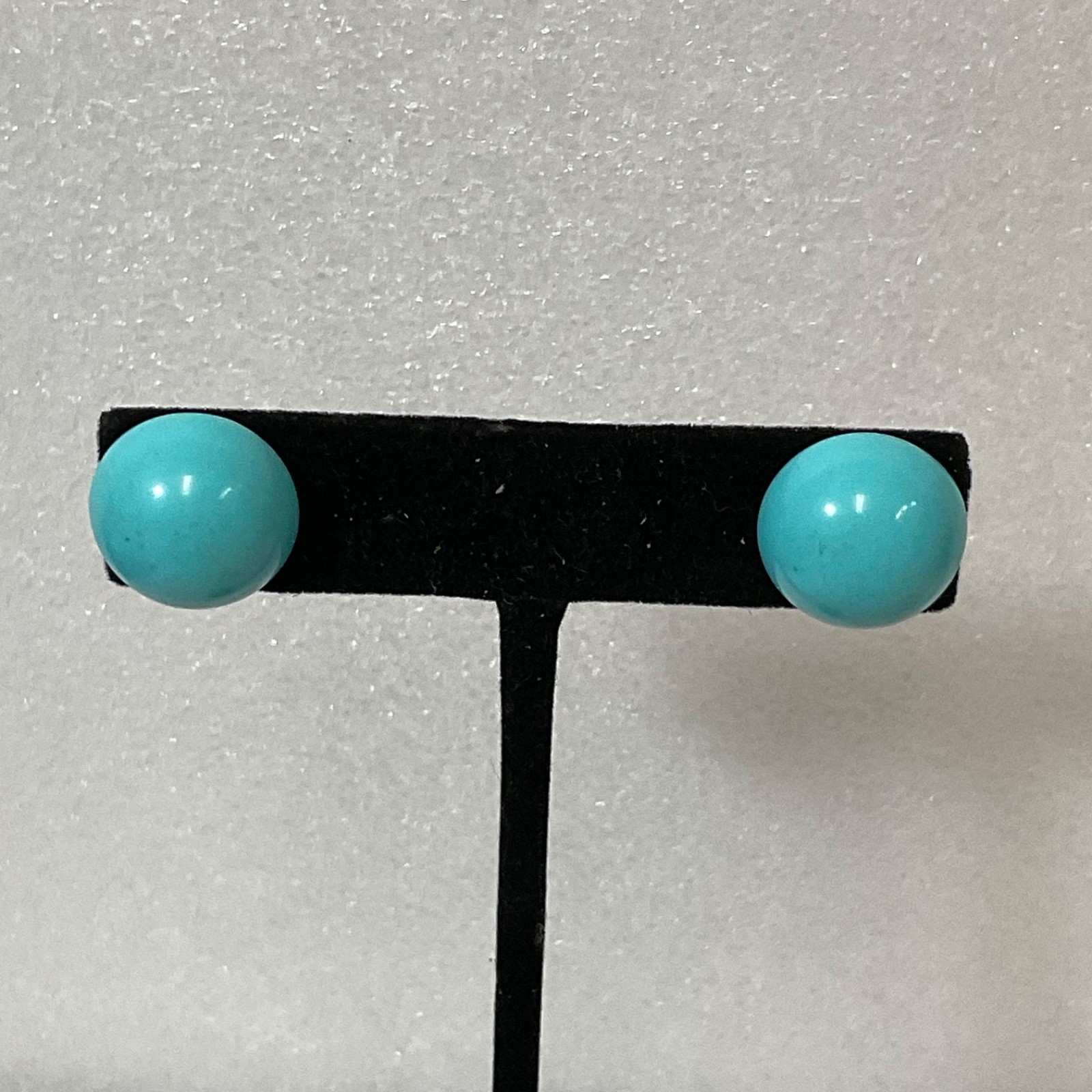 Vintage Teal Round Stud Earrings 1in 2.57g Classic Bold Post Style