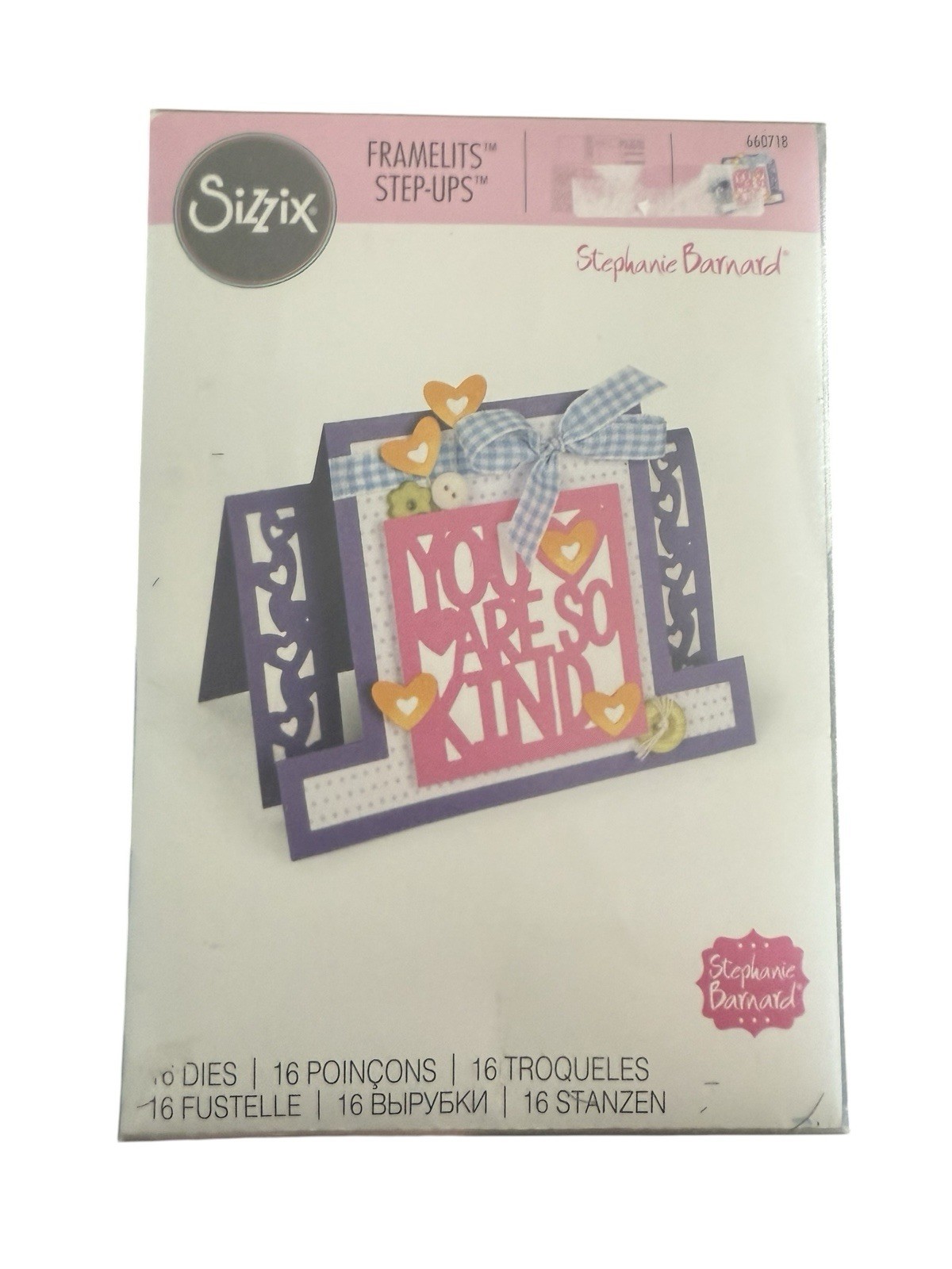 Sizzix Framelits Dies By Stephanie Barnard 16/Pkg -Kind Sentiments Step-Ups Card