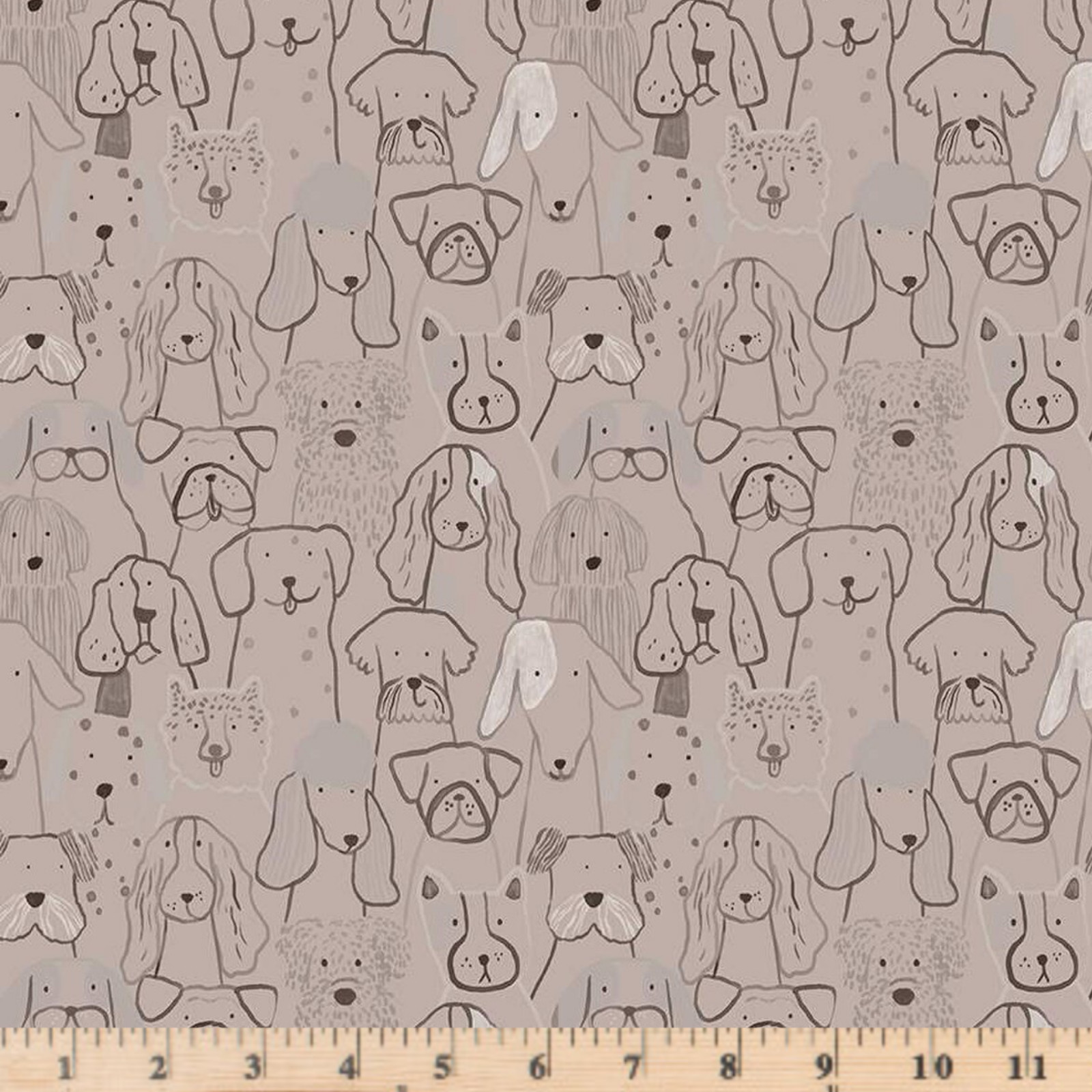 Inky Dog Club FLANNEL Brown  F16024-BROWN 100% Cotton Fabric By half yard