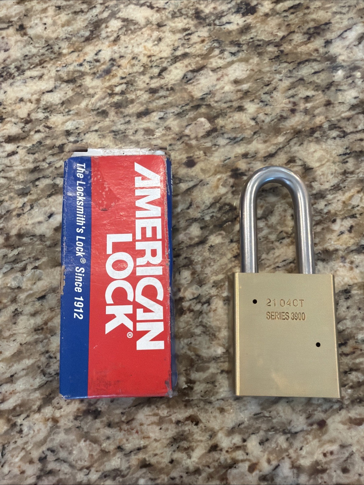 American Lock A3901swo Padlock, Coreless, Long Shackle, Rect. Brass Body **NEW**