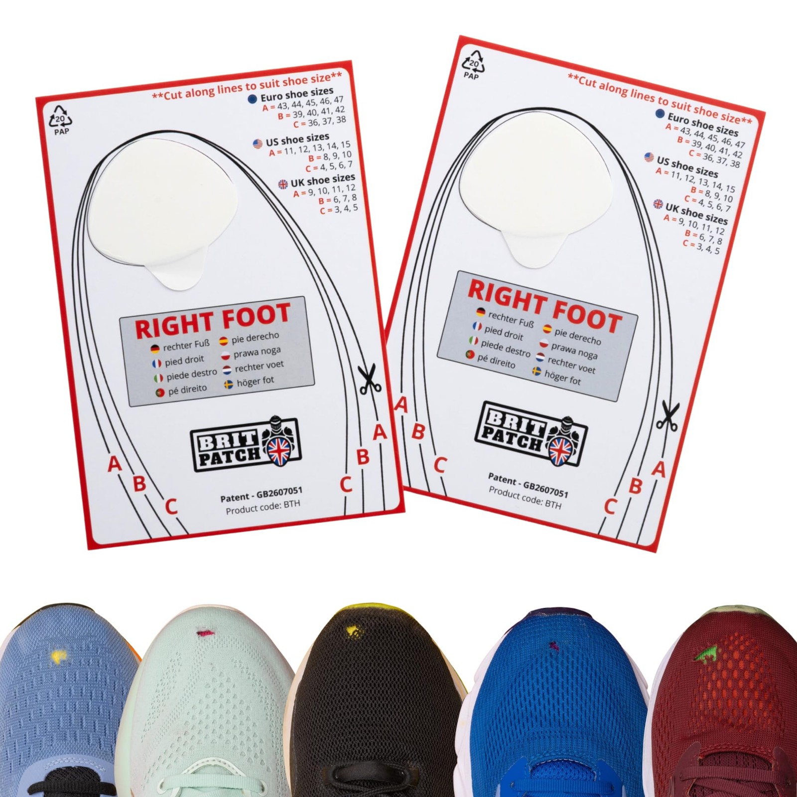 Brit Patch (Formerly Trainer Armour) Big Toe Hole Preventer for Fabric Footwe...
