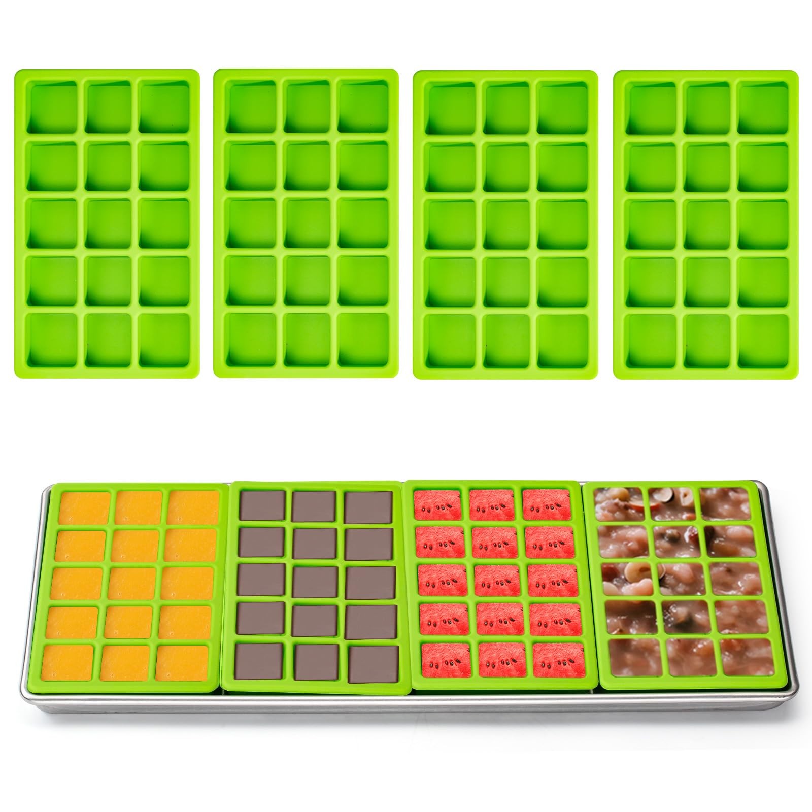Silicone Tray Dividers 15 Cavity for Harvest Right Freeze Dryer Green 4 PCS