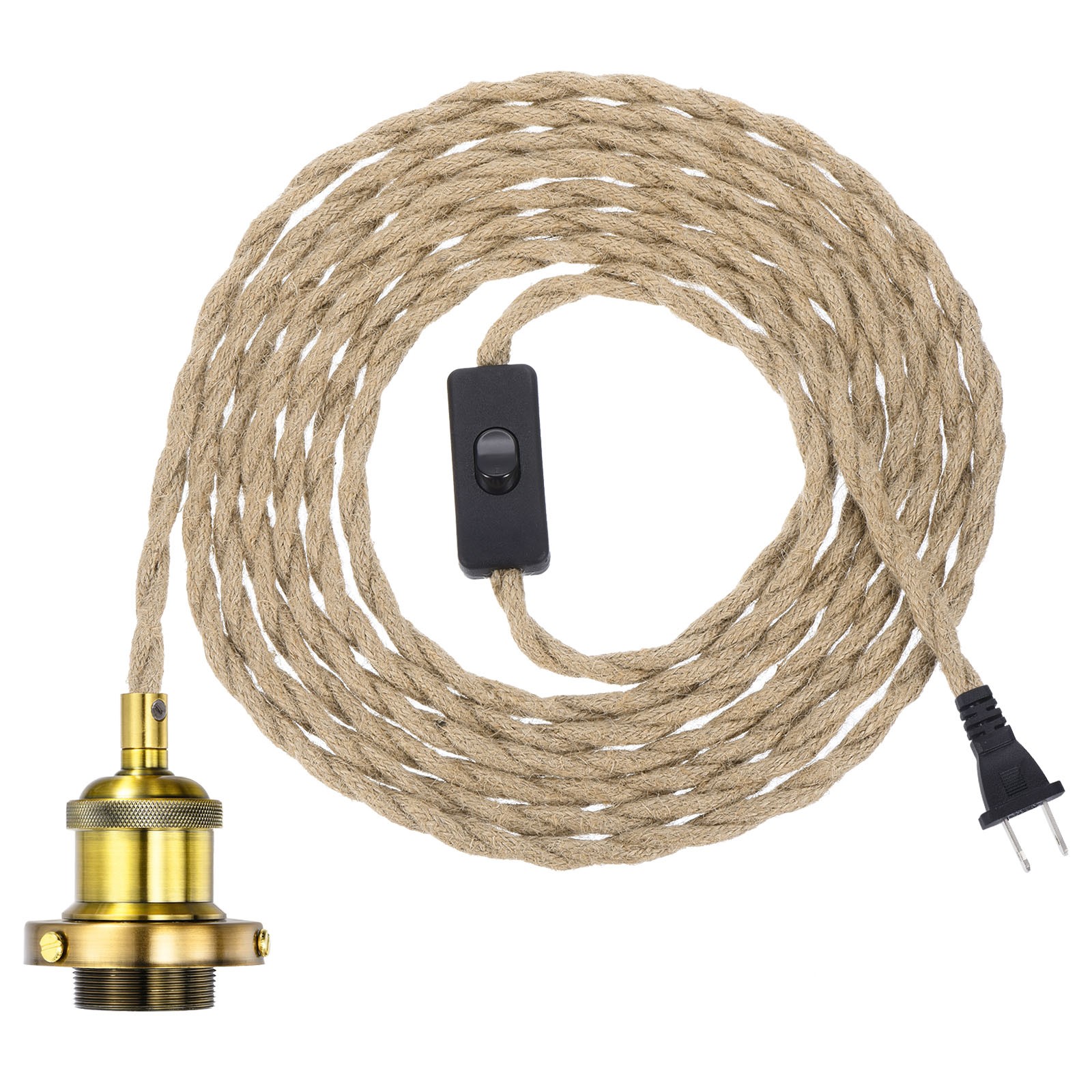 15.4Ft Gold Pendant Light Cord Kit With Switch Industrial Vintage