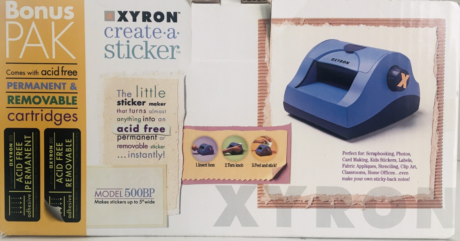 XYRON Bonus Pack Create a Sticker 500BP Includes Sample Cartridges New Open Box