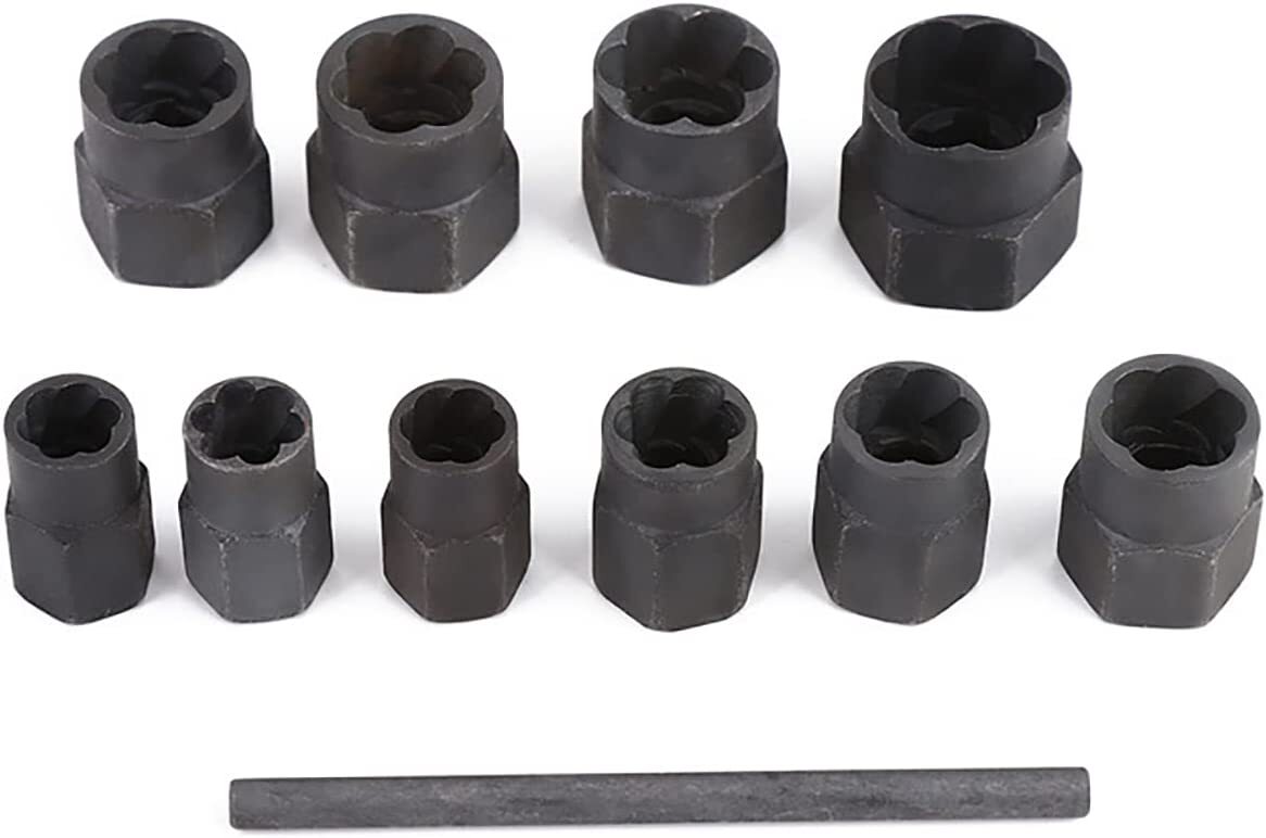 11pc Bolt Nut Extractor Set Damaged Heads Studs Twist Socket Tool with Case