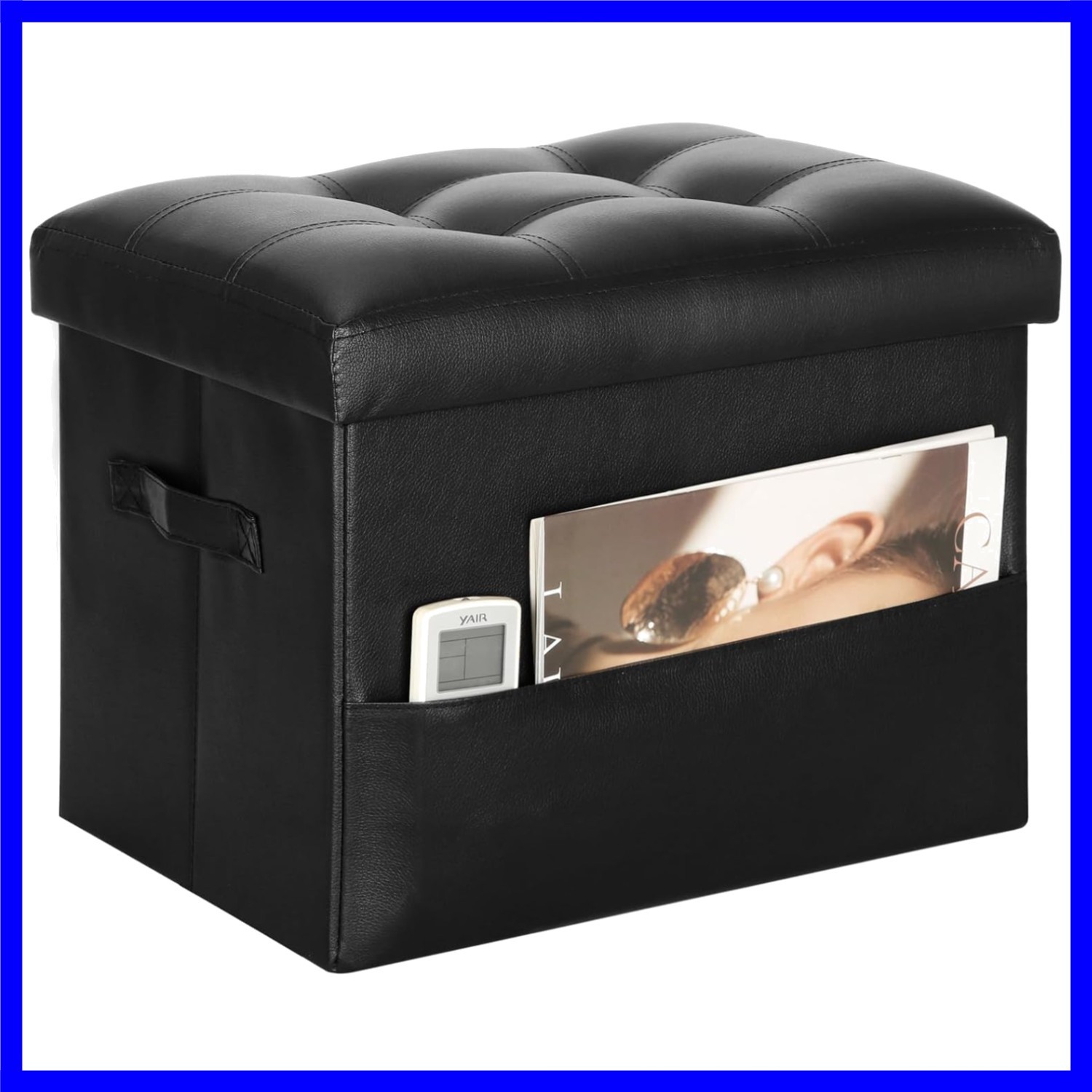 Storage Ottoman Foot Rest Stool with Thicker Foam Padded Seat. Foldable Leath...