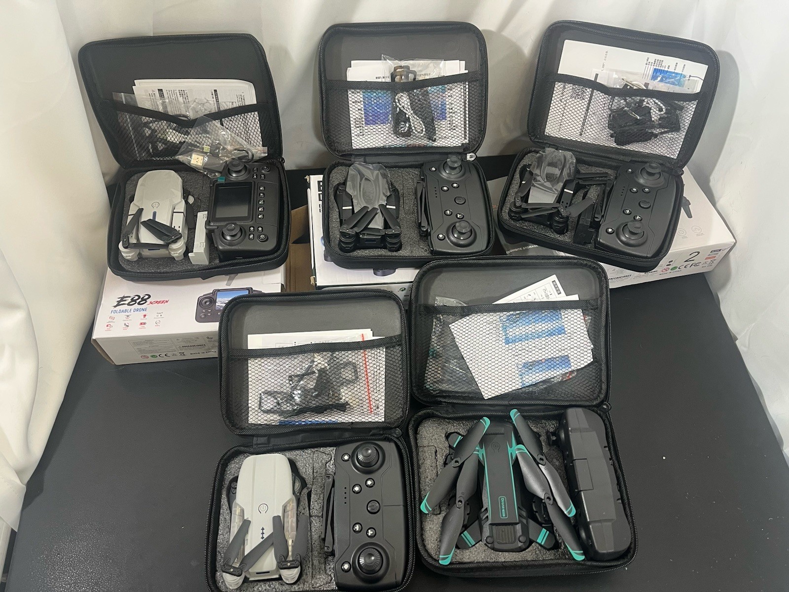 Lot of 5 RC Drones E99 E88 GPS Foldable Camera Drone