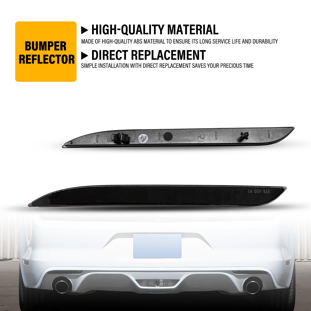 2X Smoked Rear Bumper Reflector For 2015-2020 Ford Mustang & Shelby GT350 EXD