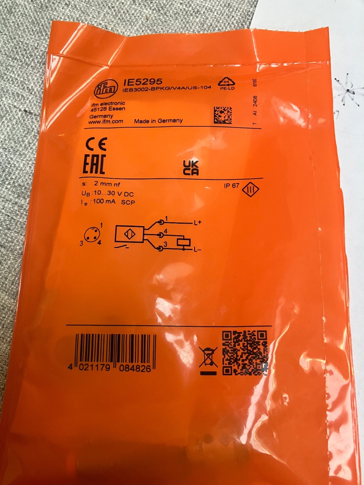 IFM Induktiver Sensor IE5295 IEB3002-BPKG/V4A/US-104 Neu+OVP, 4021179084826 NEW