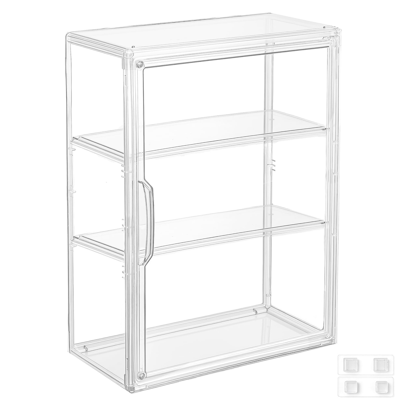 3 Tiers Clear Display Case Acrylic Storage Organizers Box with Magnetic Door