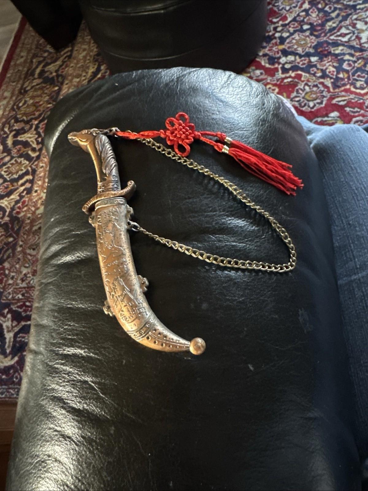 Vintage Islamic Arabic Dagger Jambiya Horse Carriage Themed ClipOn Knife