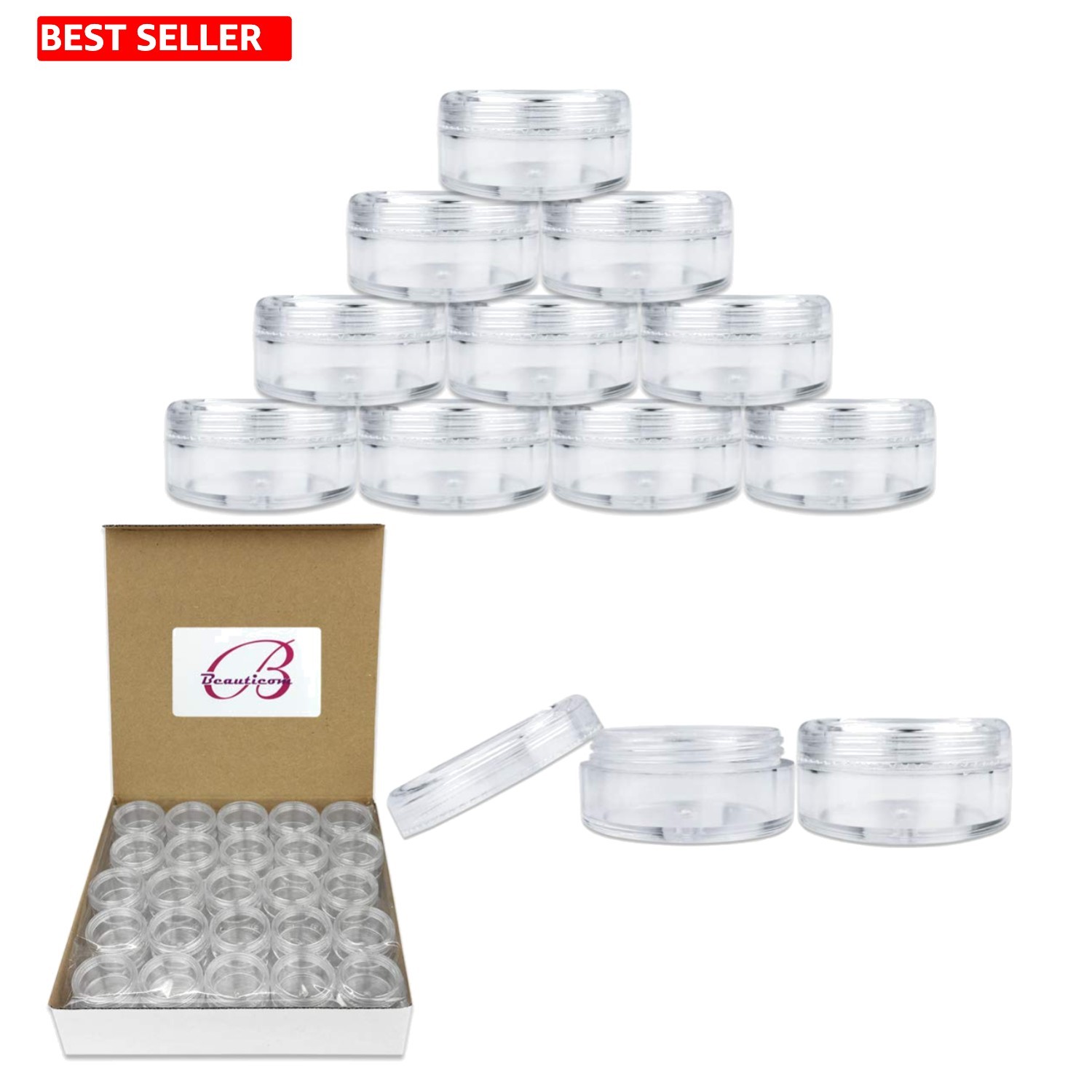 50 Clear 5g/5mL Acrylic Jars - BPA Free Cosmetic & DIY Storage - Versatile Use