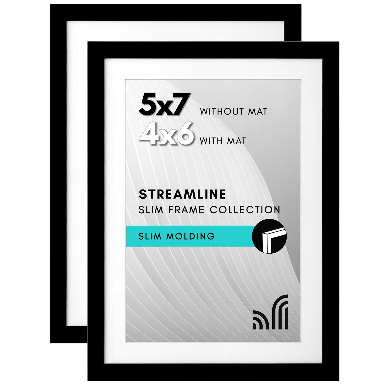 Americanflat 5x7 Picture Frame with Shatter-Resistant Glass - Set of 2 - Stre...