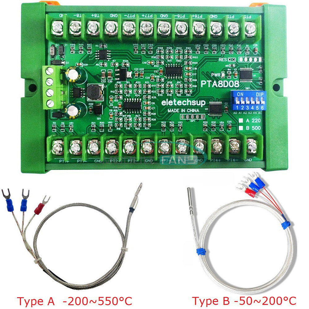 8channel DC 8-30V PT100 RTD RS485 temperature sensor Module Board Modbus