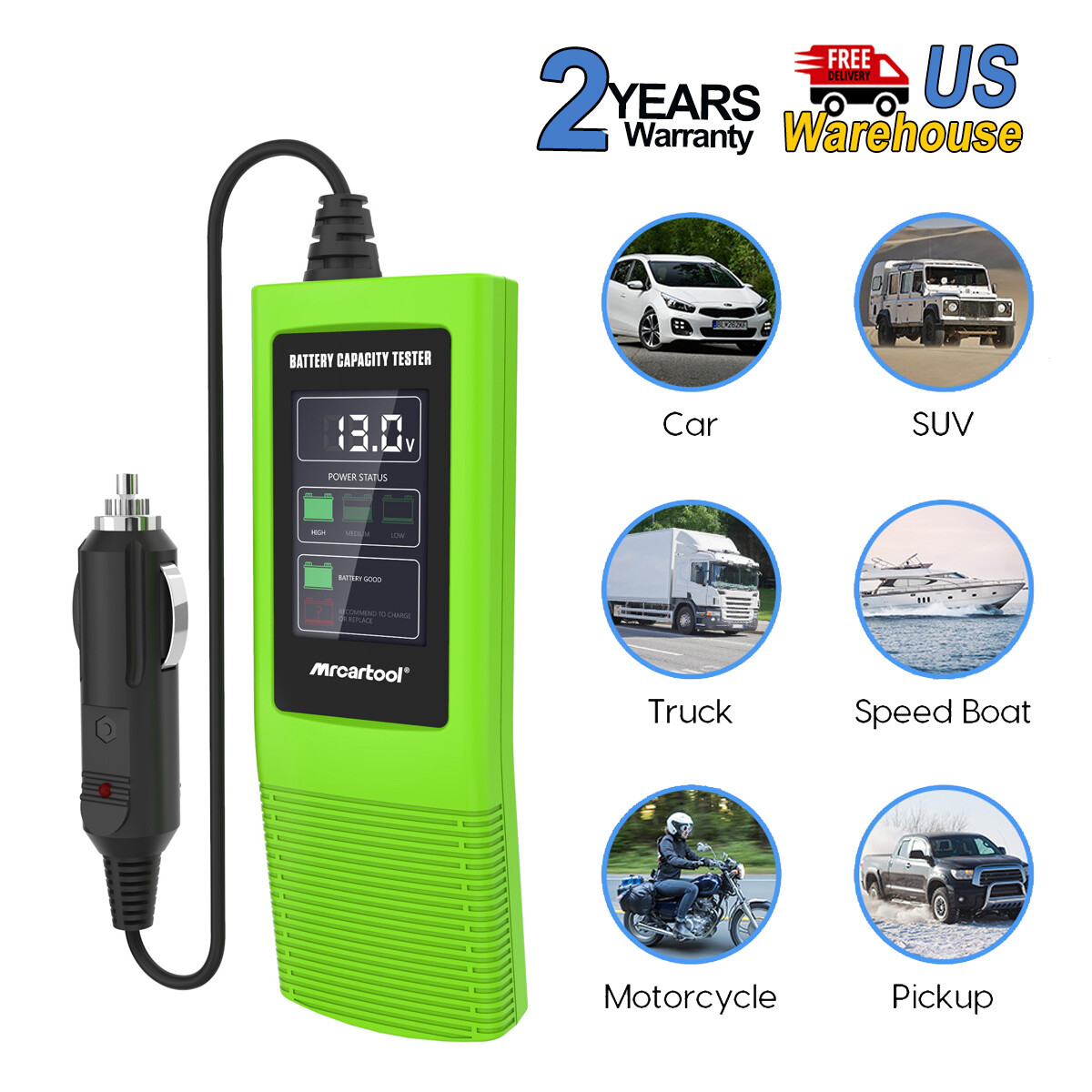 12V/24V Car Battery Tester Analyzer Capacity Voltage Detector Cigarette Lighter