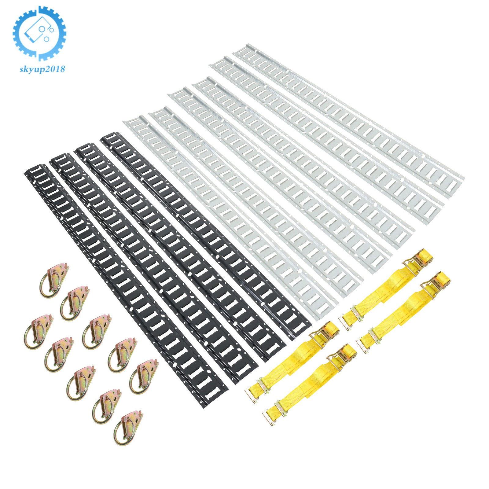 24 Pack 5 Foot E Track Rails Mixed Black & Silver For Cargo Trailer Tie Down