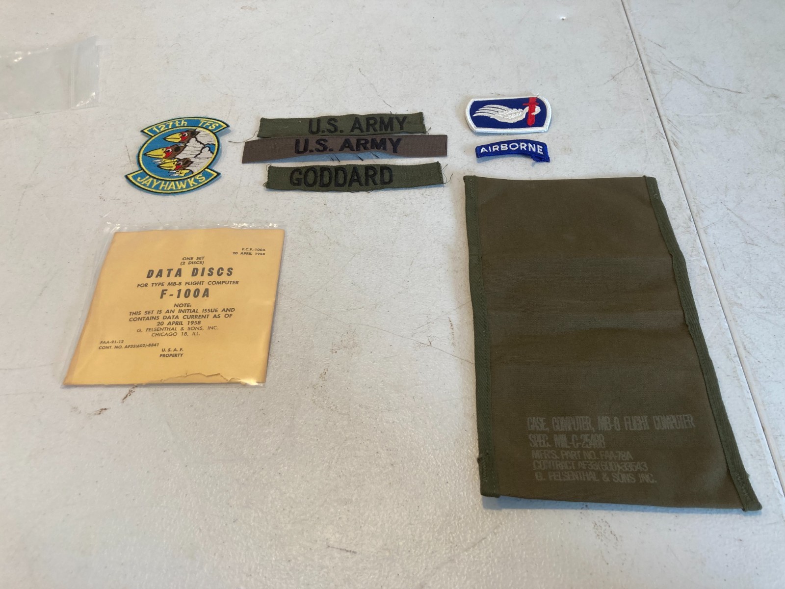 Vintage U.S. Army Military Patch Name Tape F-100A Data Discs Case Lot Airborne