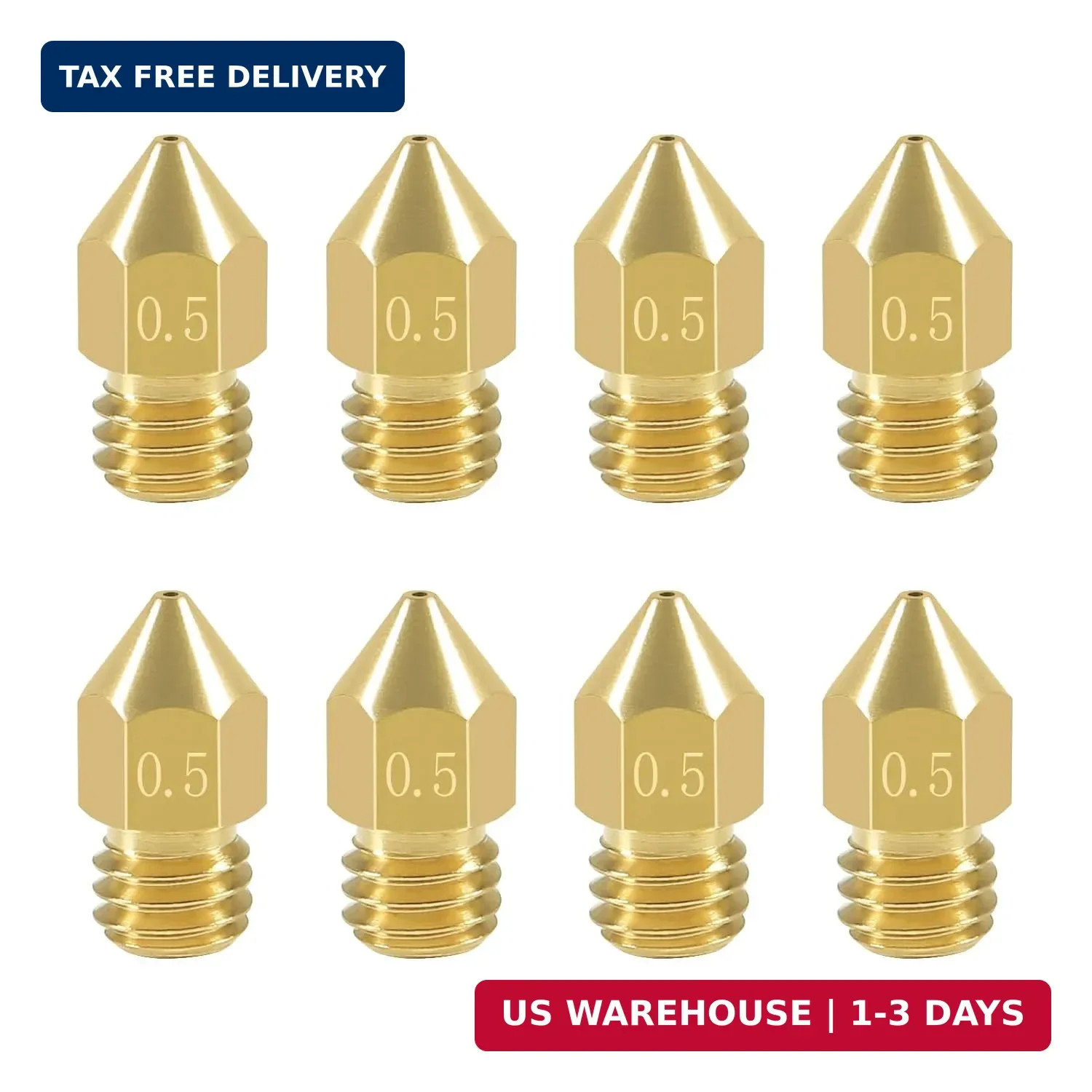 Aokin 8 Pcs 0.5mm MK8 Extruder Nozzles 3D Printer Nozzles for Creality Ender 3/3