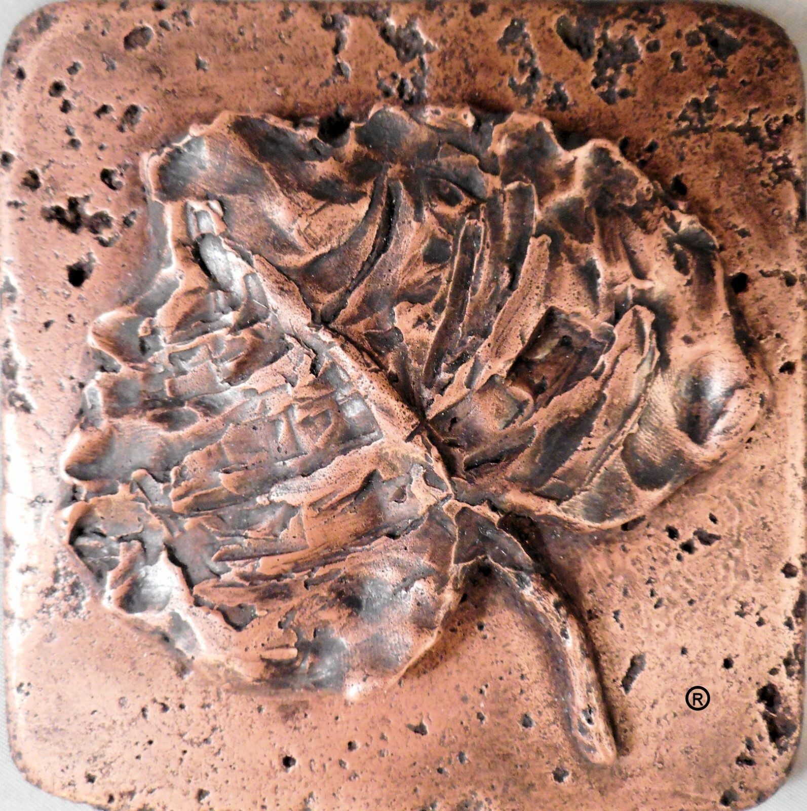 Copper 4"x4" Leaf #2 Wall Tile