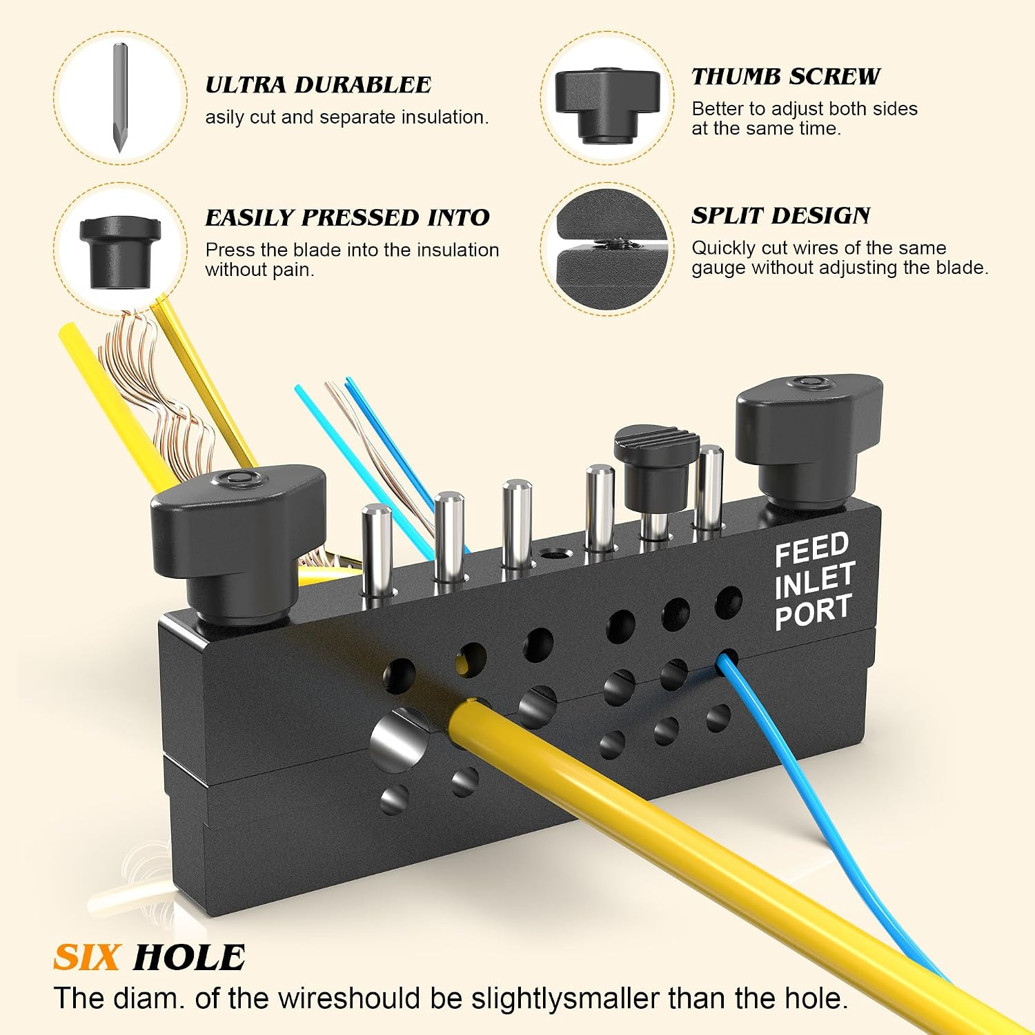 Split-Type Scrap Copper Wire Stripper Machine Kit with 6 Tungsten Carbide Tri-Bl