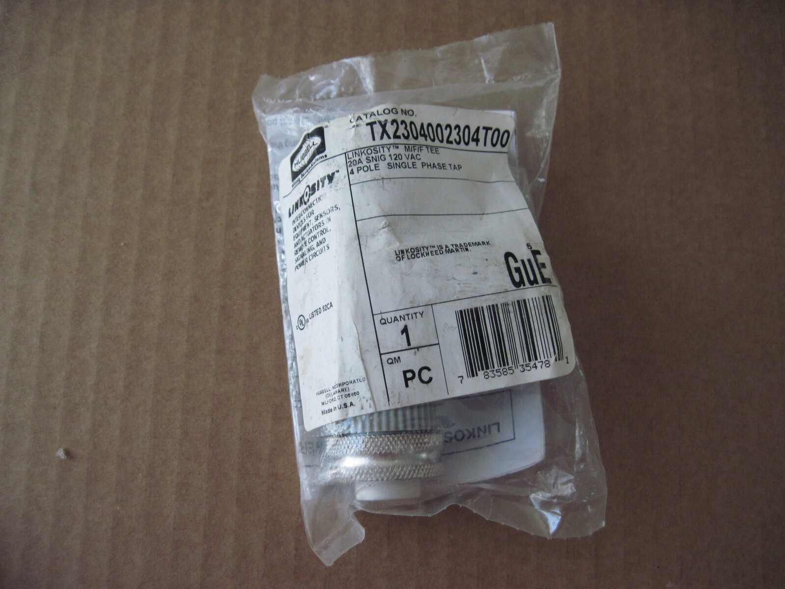 Hubbell TX2304002304T00 Linkosity M/F/F Tee 20A SNIG 120VAC 4-Pole 1-Phase - NEW