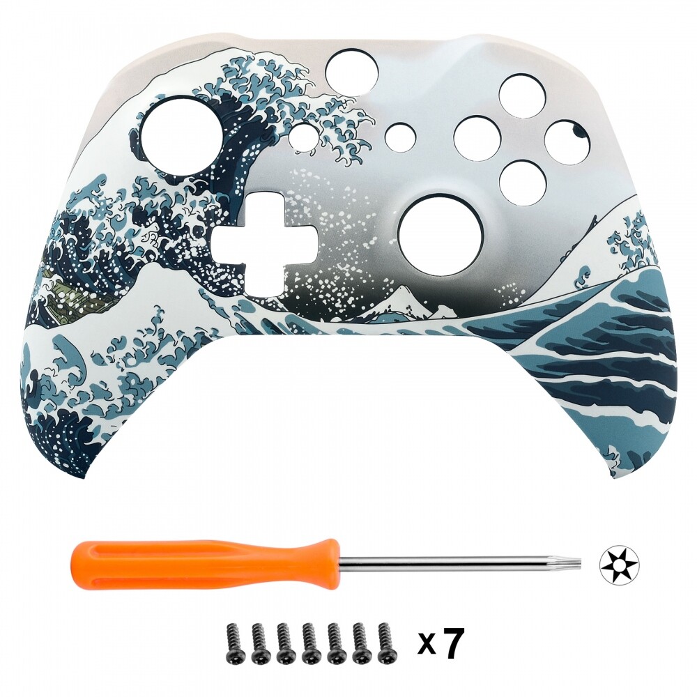 The Great Wave Soft Touch Repair Mod Faceplate Shell for Xbox One X S Controller